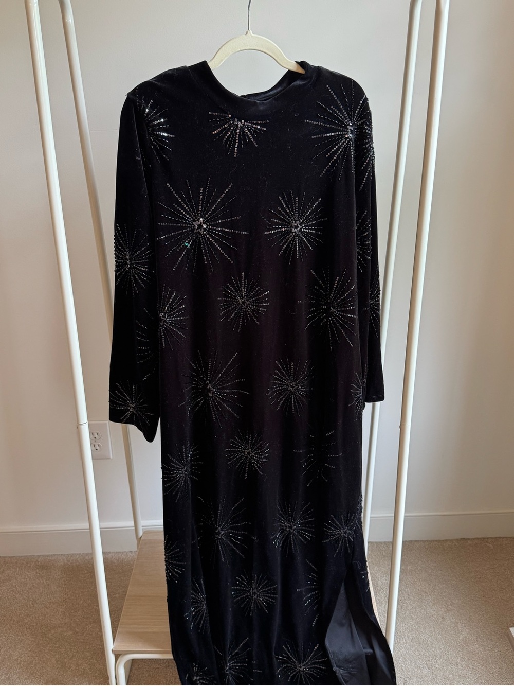 Torrid Black Velvet Sequin Starburst Long Sleeve Dress